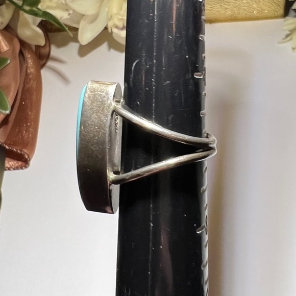 Vintage Handmade Huge Genuine Turquoise Ring 925 Sterling Silver Bezel Set - Picture 14 of 15